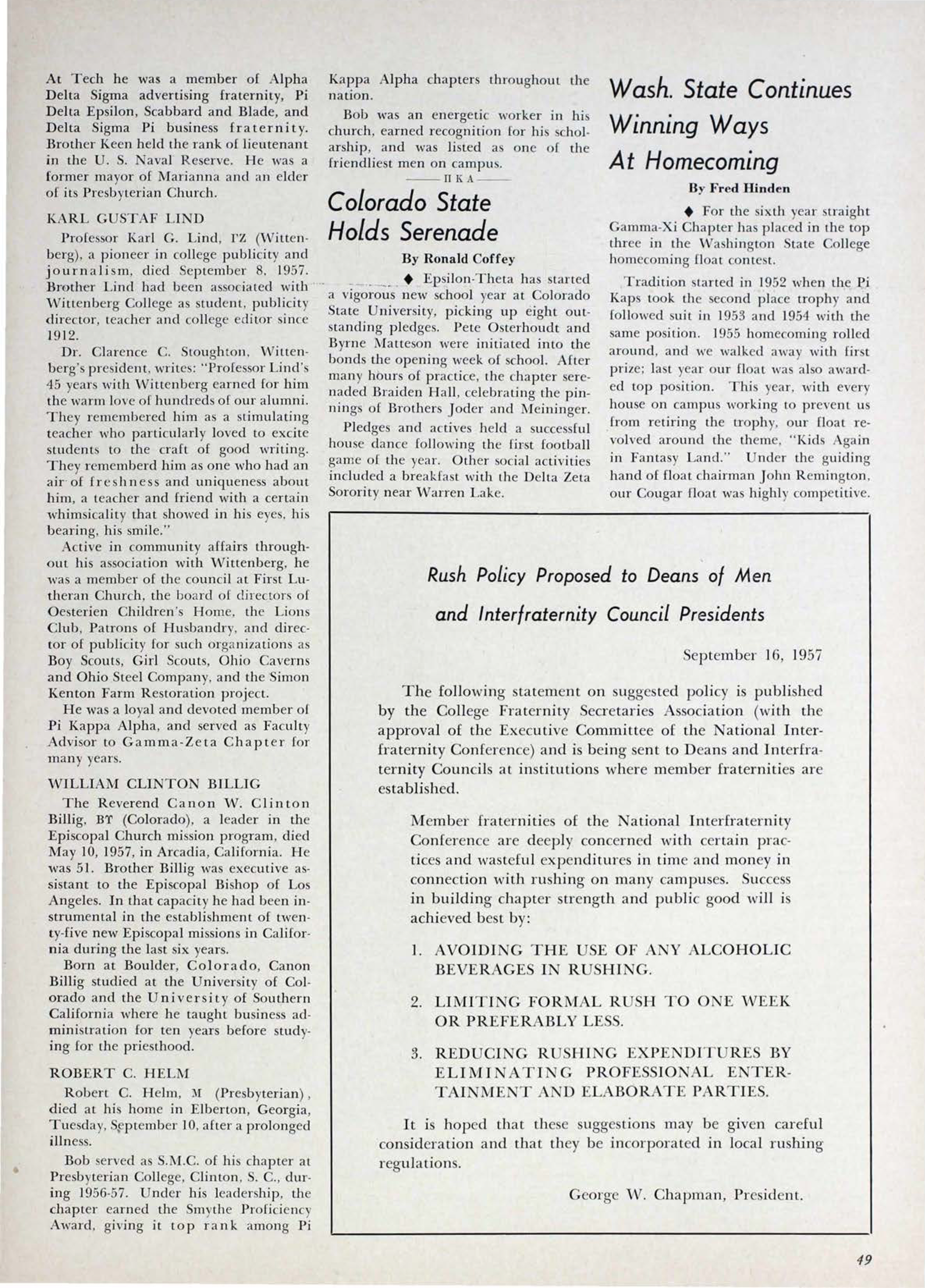 Colorado State Holds Serenade